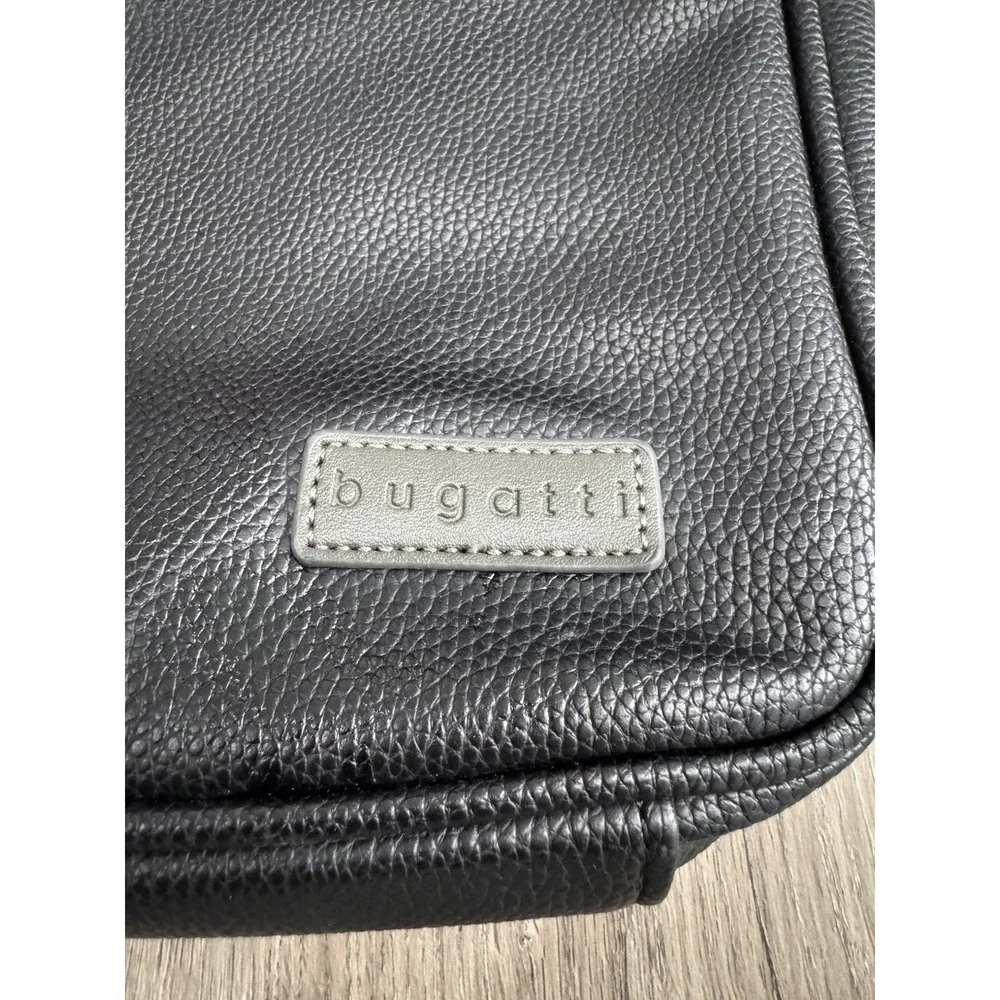 Bugatti Vegan Leather Laptop Briefcase Messenger Bag Black 16